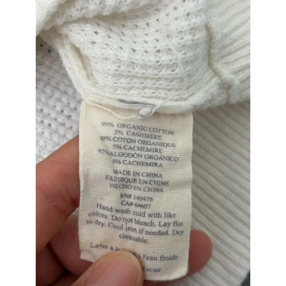 Faherty Throwback Waffle Knit Hoodie Organic Cotton Cashmere Striped Sweater L